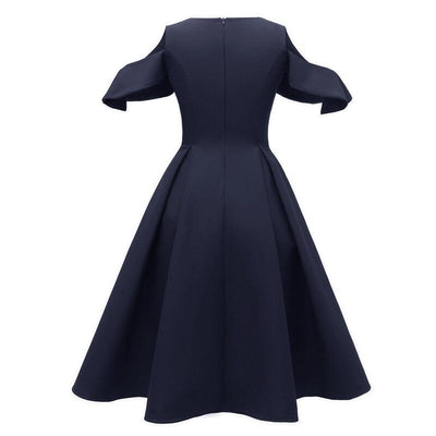 Vintage Navy Φόρεμα Με Βολάν Γιακά