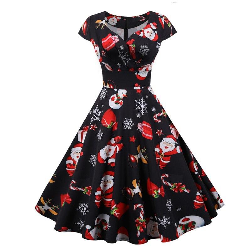 Plus Size Vintage Χριστουγεννιάτικο Φόρεμα Μαύρο