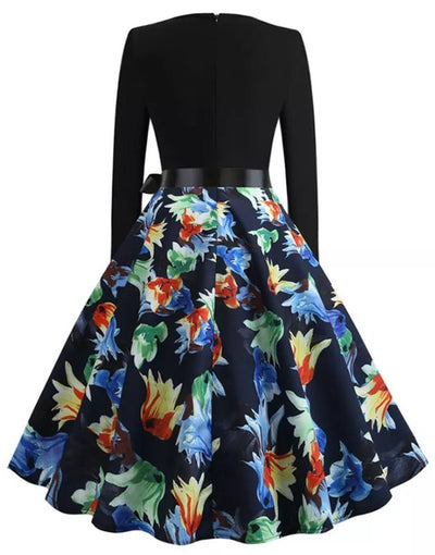 Vintage Pin Up Blue Flower Φόρεμα