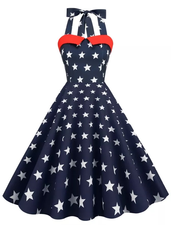 Vintage Pin Up Φόρεμα Printed Usa