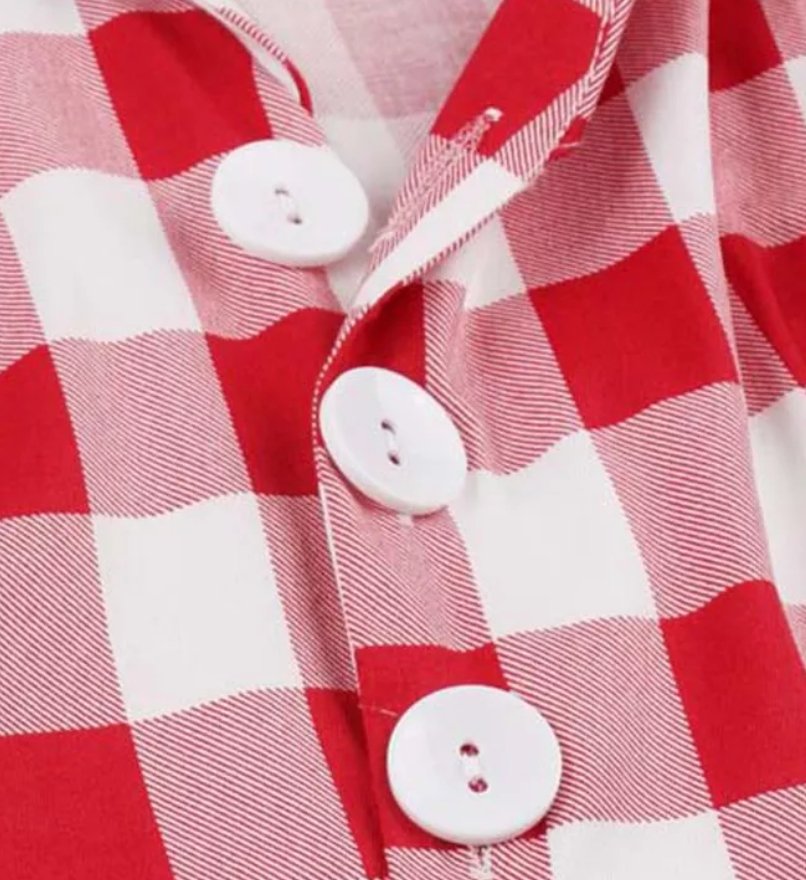 Vintage Pin Up Κόκκινο Καρό Φόρεμα