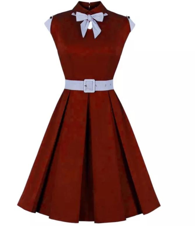 Vintage Rockabilly Φόρεμα 50s Μπορντό