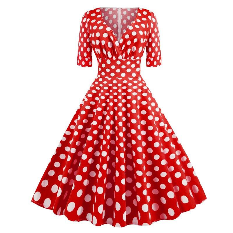Vintage Rockabilly Φόρεμα 50s Red Πουά