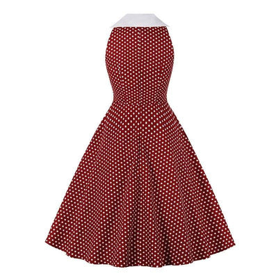 Vintage Βαμβακερό Φόρεμα Rockabilly Μπορντό