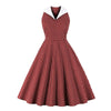 Vintage Βαμβακερό Φόρεμα Rockabilly Μπορντό