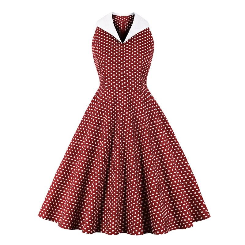 Vintage Βαμβακερό Φόρεμα Rockabilly Μπορντό