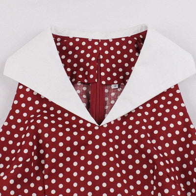 Vintage Βαμβακερό Φόρεμα Rockabilly Μπορντό