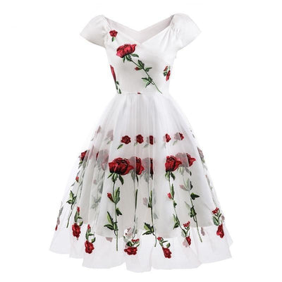 Vintage Δαντελένιο Φόρεμα Rockabilly Λευκό