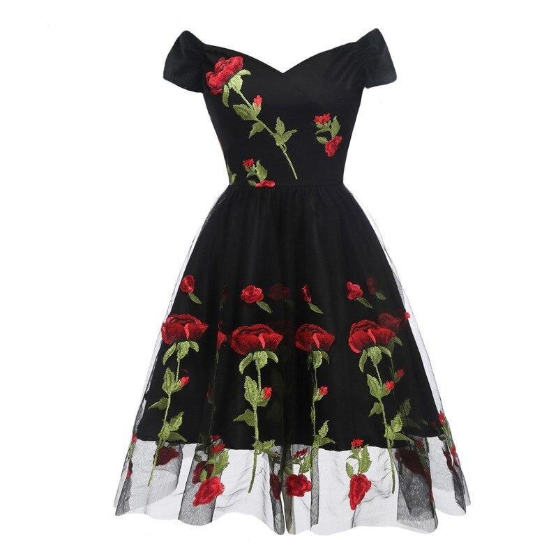 Vintage Δαντελένιο Φόρεμα Rockabilly Μαύρο