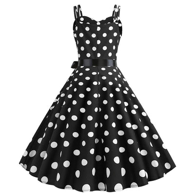 Vintage Rockabilly Φόρεμα Μαύρες Πουά