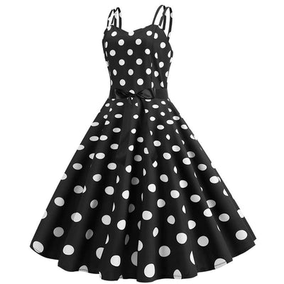 Vintage Rockabilly Φόρεμα Μαύρες Πουά