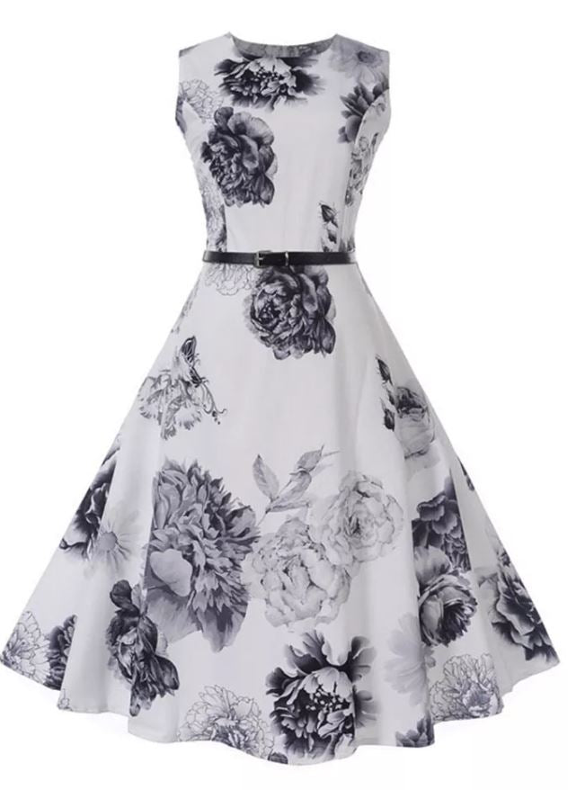 Vintage Ρομαντικό Φόρεμα Navy White