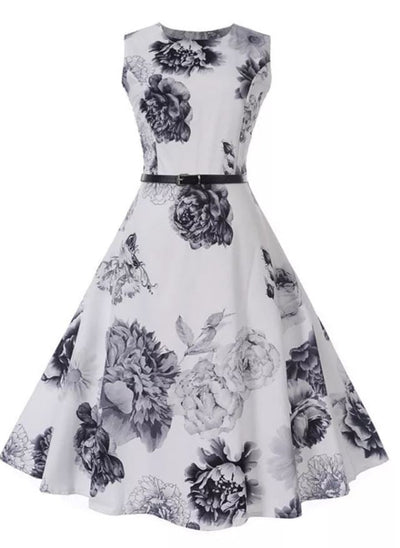 Vintage Ρομαντικό Φόρεμα Navy White