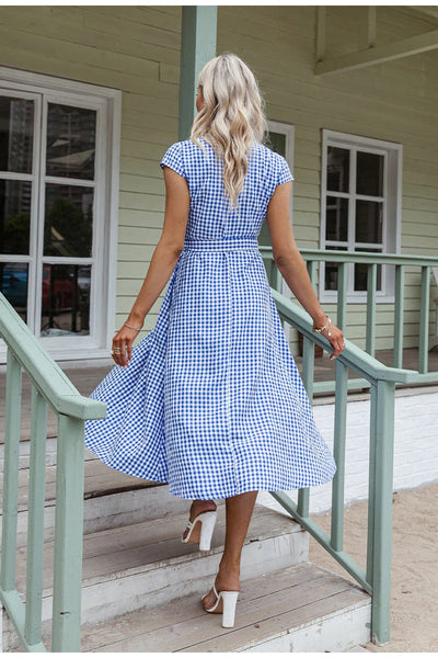 Vintage Μπλε Φόρεμα Gingham