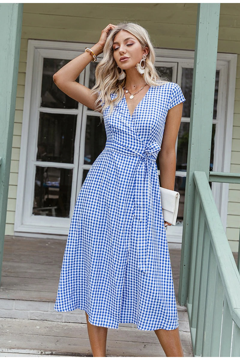 Vintage Μπλε Φόρεμα Gingham