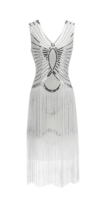 Vintage Φόρεμα Art Deco Της Δεκαετίας Του 1920 Λευκό