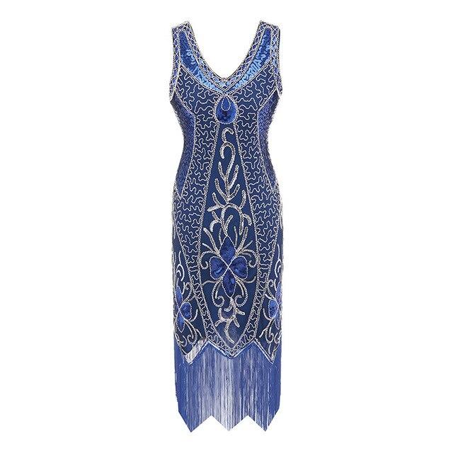 Vintage 20s Plus Size Charleston Dress Blue