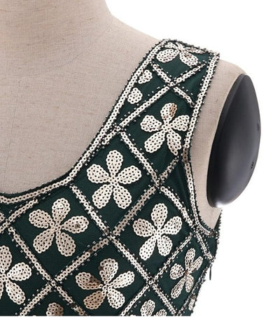 Vintage 20s Plus Size Πράσινο Χρυσό Φόρεμα