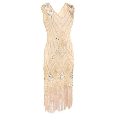 Vintage 20s Sequin Φόρεμα Μπεζ