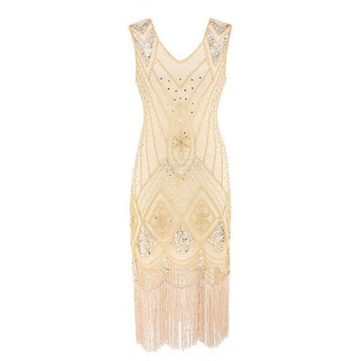 Vintage 20s Sequin Φόρεμα Μπεζ
