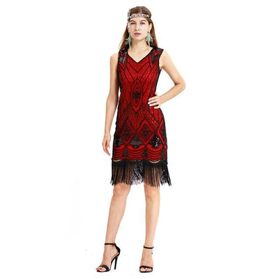 Vintage Φόρεμα 20s Red Sequin