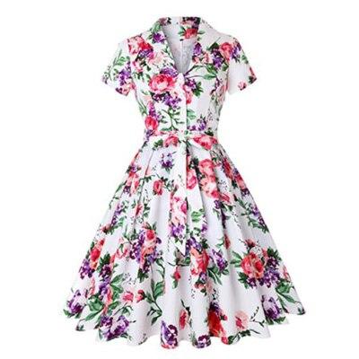 Λευκό Φόρεμα Vintage Plus Size 60s