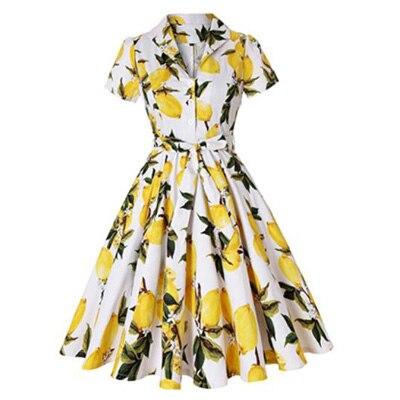 Vintage Plus Size 60s Φόρεμα Λεμόνι
