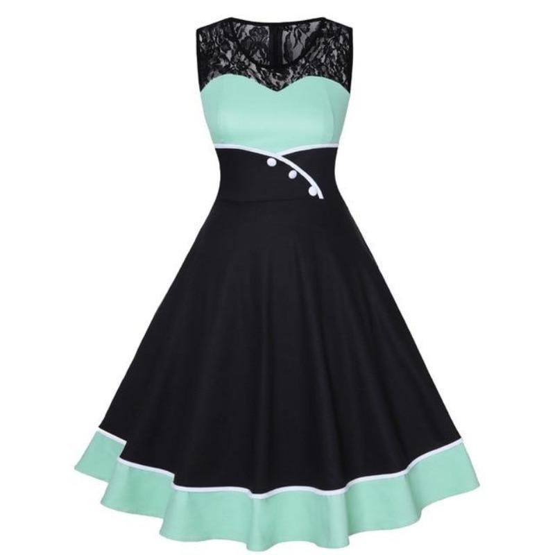 Vintage Plus Size Παστέλ Δαντελένιο Φόρεμα