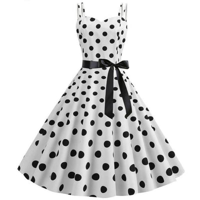 Vintage Φόρεμα Rockabilly Λευκό Πουά