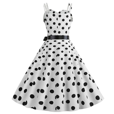 Vintage Φόρεμα Rockabilly Λευκό Πουά