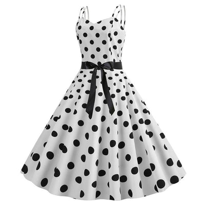 Vintage Φόρεμα Rockabilly Λευκό Πουά