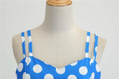 Vintage Rockabilly Φόρεμα Μπλε Πουά