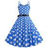 Vintage Rockabilly Φόρεμα Μπλε Πουά