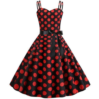 Vintage Φόρεμα Rockabilly Μαύρο Κόκκινο Πουά