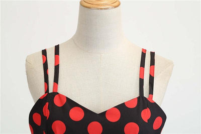 Vintage Φόρεμα Rockabilly Μαύρο Κόκκινο Πουά
