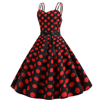Vintage Φόρεμα Rockabilly Μαύρο Κόκκινο Πουά