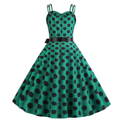 Vintage Rockabilly Φόρεμα Πουά Πράσινο