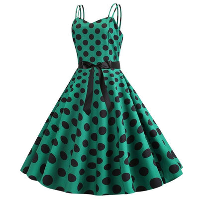 Vintage Rockabilly Φόρεμα Πουά Πράσινο