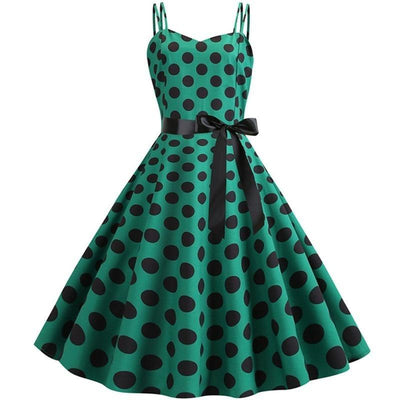 Vintage Rockabilly Φόρεμα Πουά Πράσινο